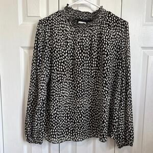 J. Crew Smocked-neck top in oncilla cat print size medium